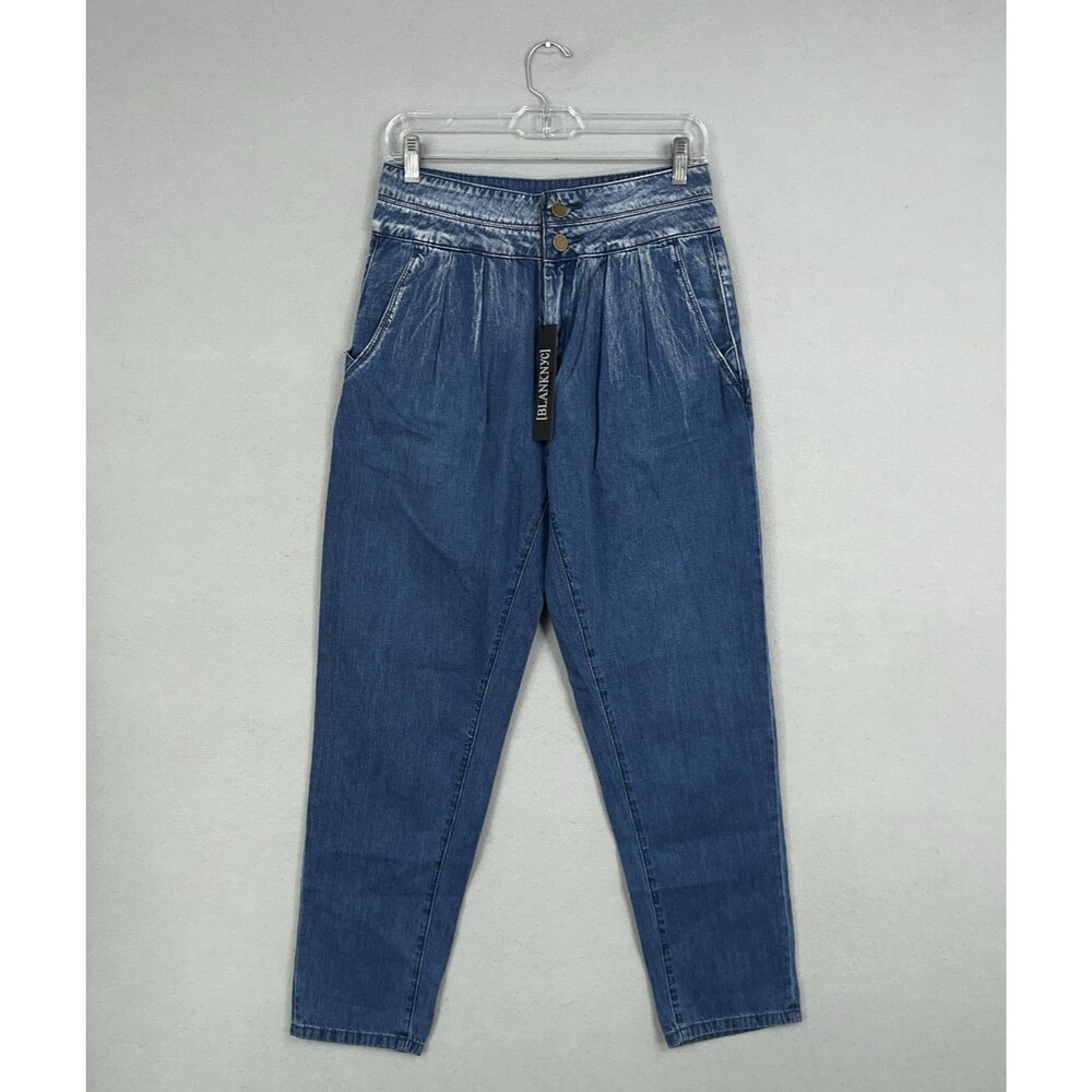 BLANKNYC Jeans Womens 26 Blue High Rise Denim Pleated Tapered Balloon Bo Legged